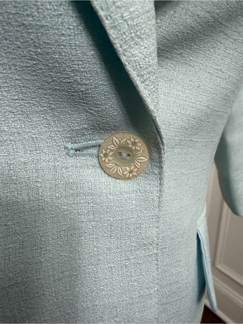 Vintage Korean Wool Blend Pant‎ Suit Light Blue Pastel 2pc Set Blazer & Trousers - Picture 14 of 16